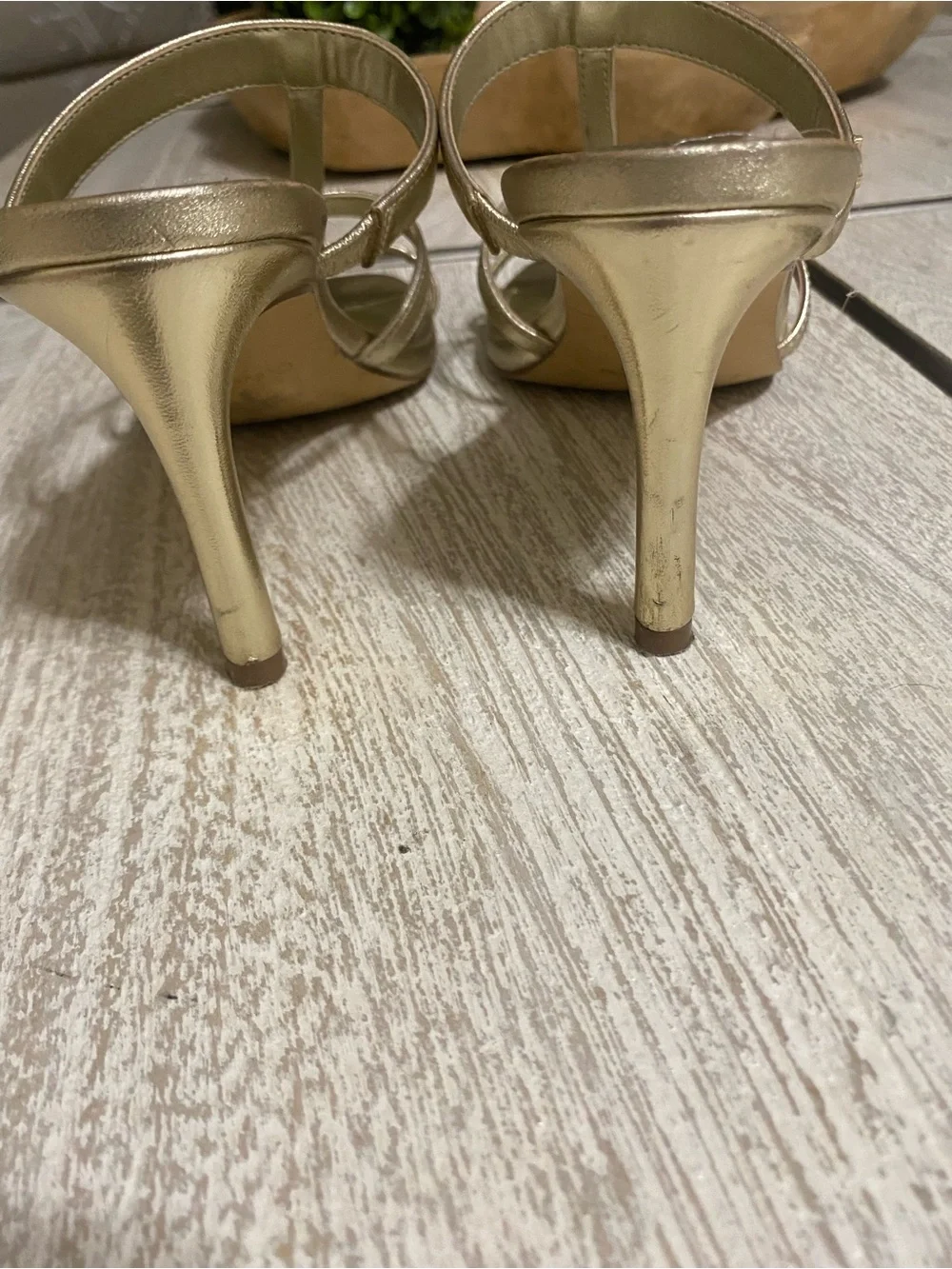 Calvin Klein Gold Strappy Slip-On Heeled Sandals